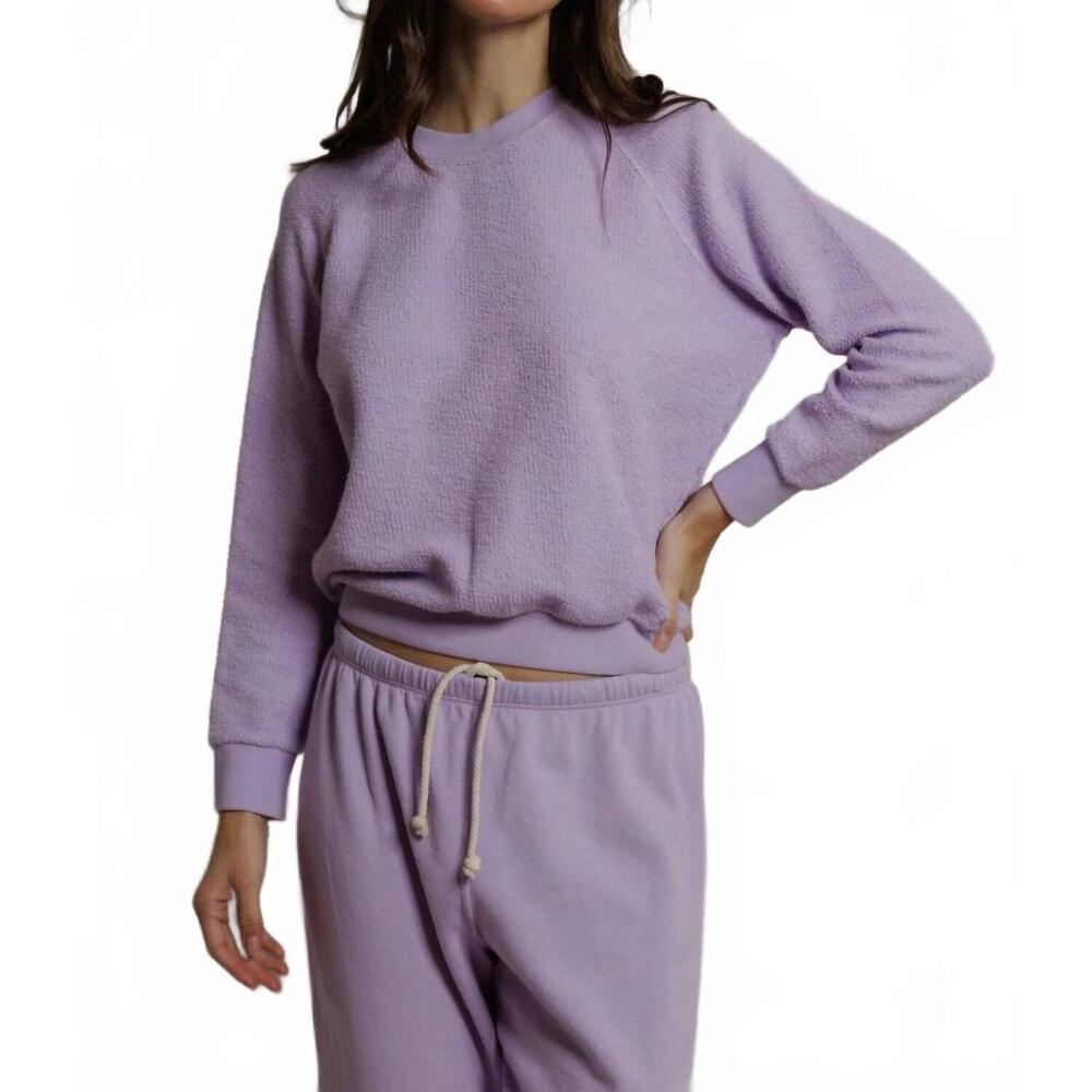 NEW PERFECTWHITETEE ziggy reverse fleece crewneck sweatshirt in ultraviolet - Picture 1 of 8